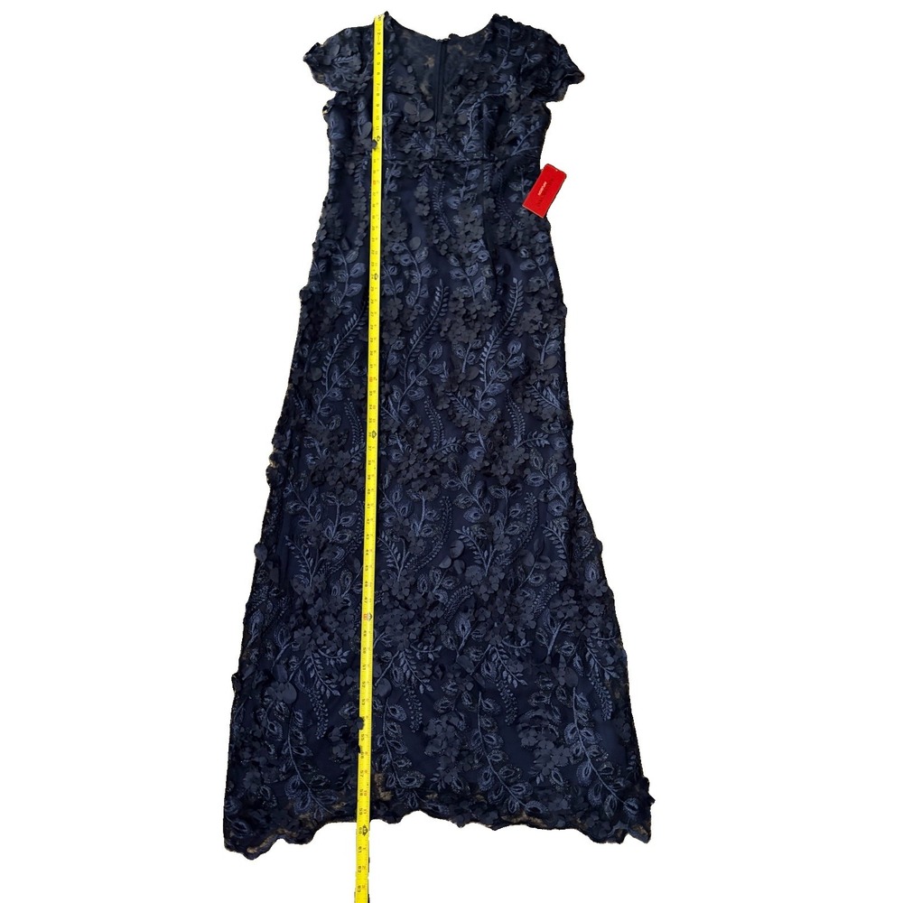 Carmen Marc Valvo Infusion Navy 3D Floral Applique Gown Size 10 NWT $440 - Picture 12 of 13
